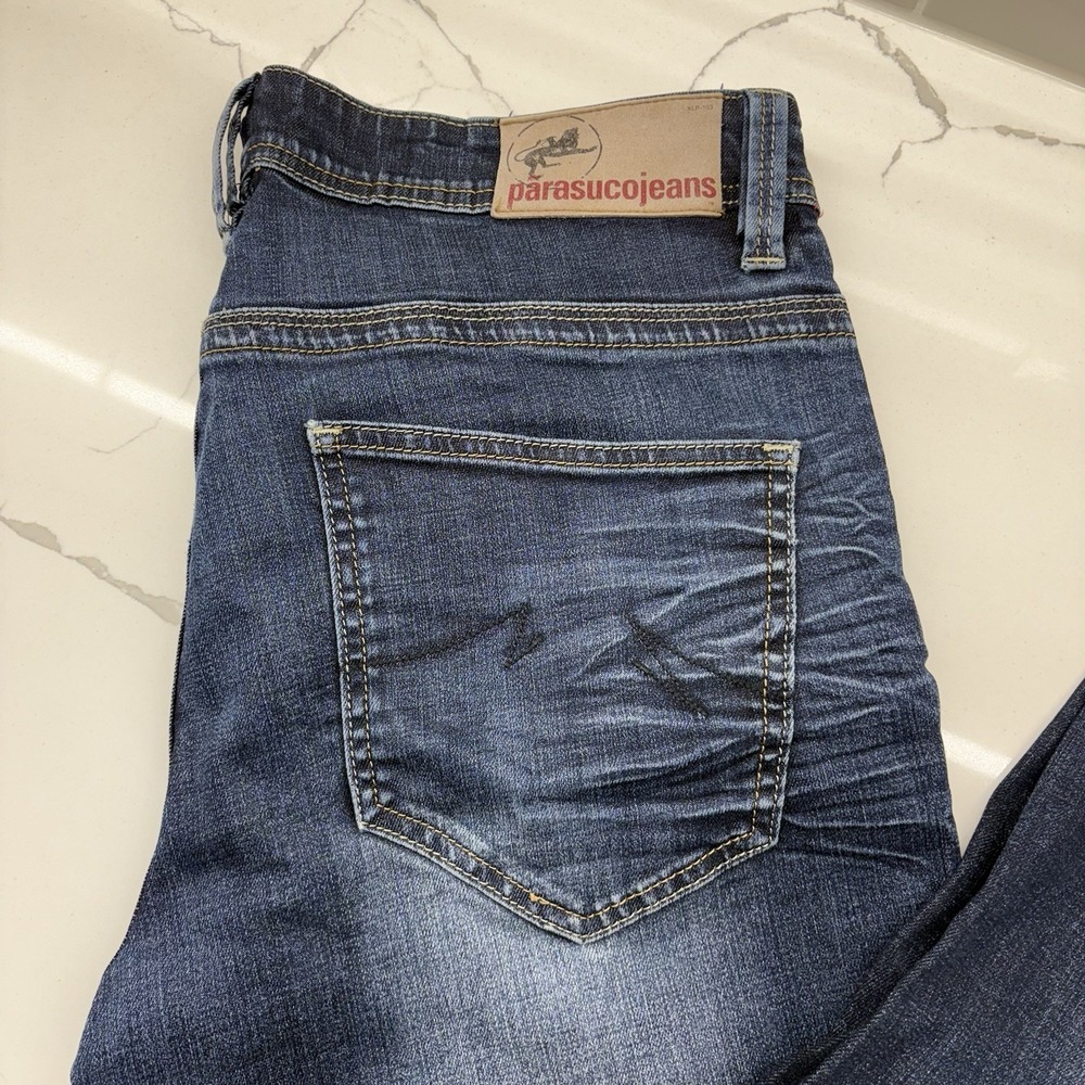 Parasuco Demin Jeans Men's 34W 32L Slim Fit Dark Blue Wash - Excellent condition - Picture 3 of 7